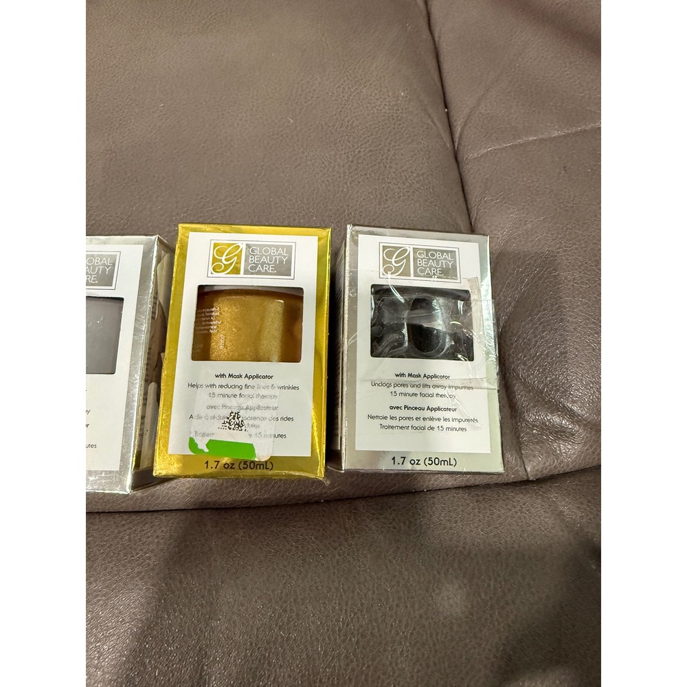 Global Beauty Care Gold and Charcoal Facial Mask Set with Applicators 1.7oz 2pk